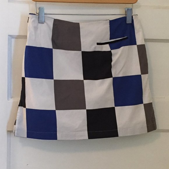 Golftini "Hollywood Squares" blue black white cotton stretch skort - size 2 - Picture 7 of 12